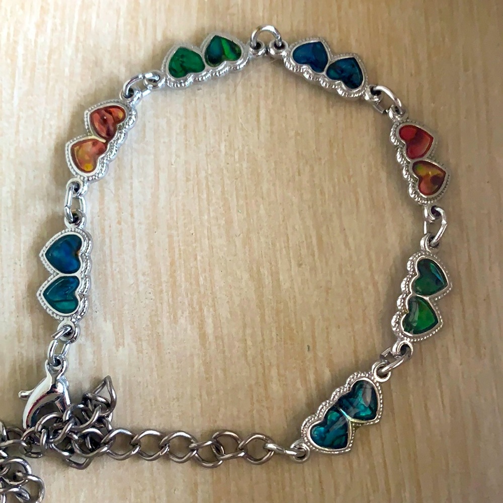 Silver Multicolored Heart Bracelet